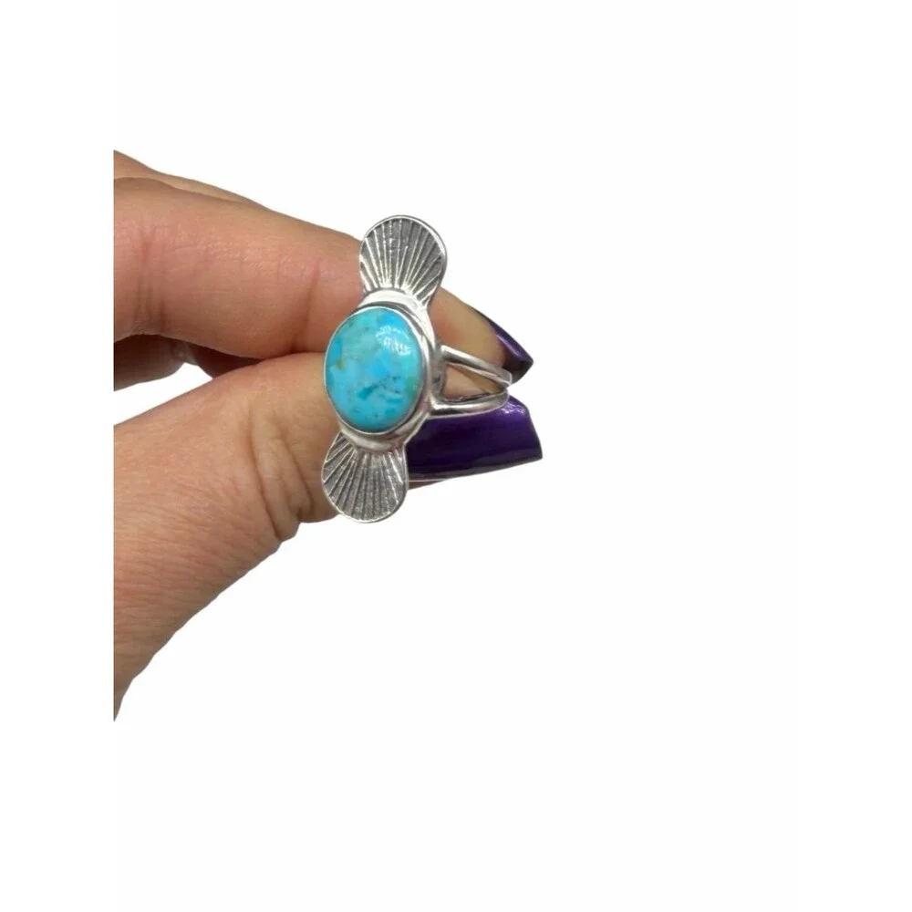 Kingman Mohave Turquoise Ring Size 6.5 Solid 925 Sterling Silver